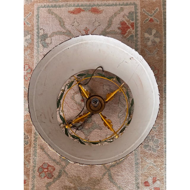 Italian Vintage Italian Tole Metal Drum Shade Pendant Lighting For Sale - Image 3 of 7
