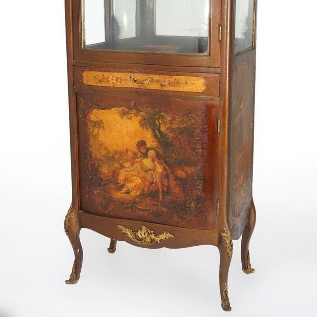 Antique French Vernis Martin Decorated Mahogany Vitrine, Circa 1890 For Sale - Image 12 of 18