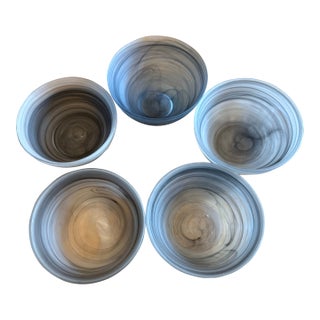 1990s Mariposa Alabaster Stone Cereal Bowls, Handmade in Turkey- Set of 5 For Sale