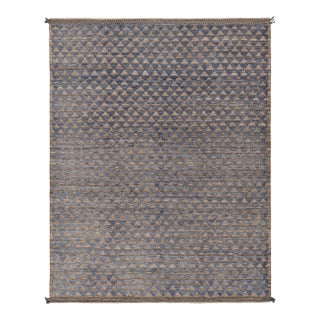 Rug & Kilim’s Moroccan Style Rug in Blue with Brown Geometric Patterns - 12x15 For Sale