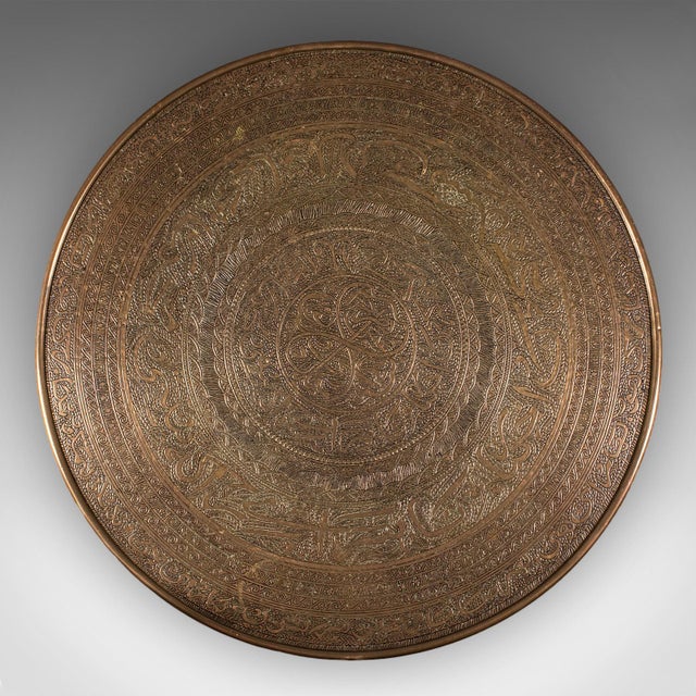 Brass Vintage Campaign Table, Middle Eastern, Beech, Brass, Berber, Folding, Art Deco For Sale - Image 8 of 12