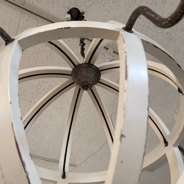 2010s Port & Manor Distressed Globe 8 Light Chandelier For Sale - Image 5 of 12