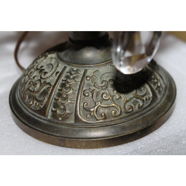 19thc French Rococo Baccarat Style Bronze Crystal Electrified Girandoles Table Lamps a - Pair For Sale - Image 9 of 13