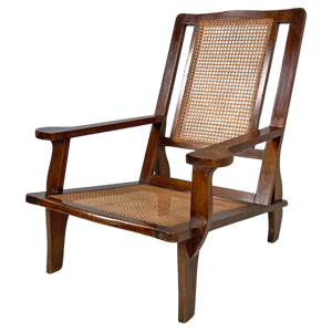 Antique Italian Wood and Vienna Straw Armchair, Early 1900s