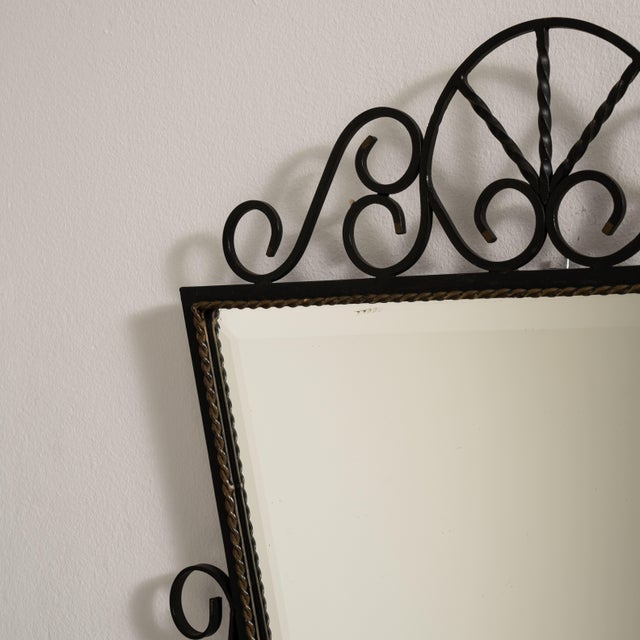 1970s Wrought Iron Wall Mirror, Antique, France, Circa 1970 For Sale - Image 5 of 8