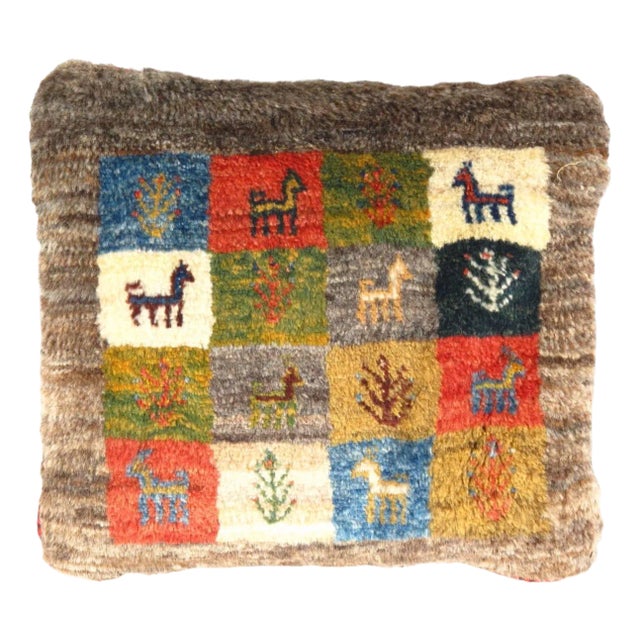 Pasargad DC Fine Hand Knotted Persian Gabbeh Pillow For Sale