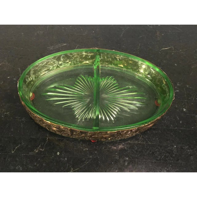 1930s Art Deco Brass Repousse Jade Elephant Oval Vanity Box For Sale - Image 9 of 11