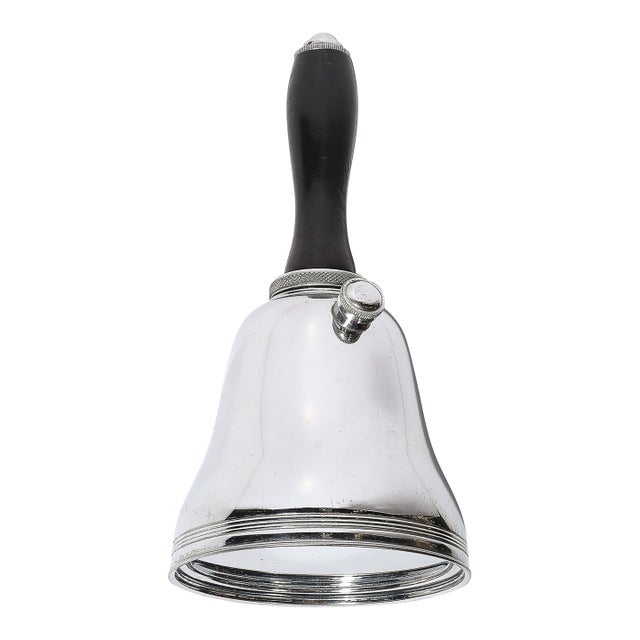 1930s Art Deco Chrome Town Crier Bell Form Cocktail Shaker W/ Ebonized Walnut Handle For Sale