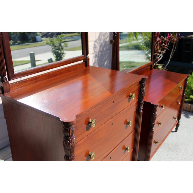 Brown Antique Mahogany Dresser Set With Swivel Mirrors - Circa 1880 Victorian Bedroom Furniture For Sale - Image 8 of 18