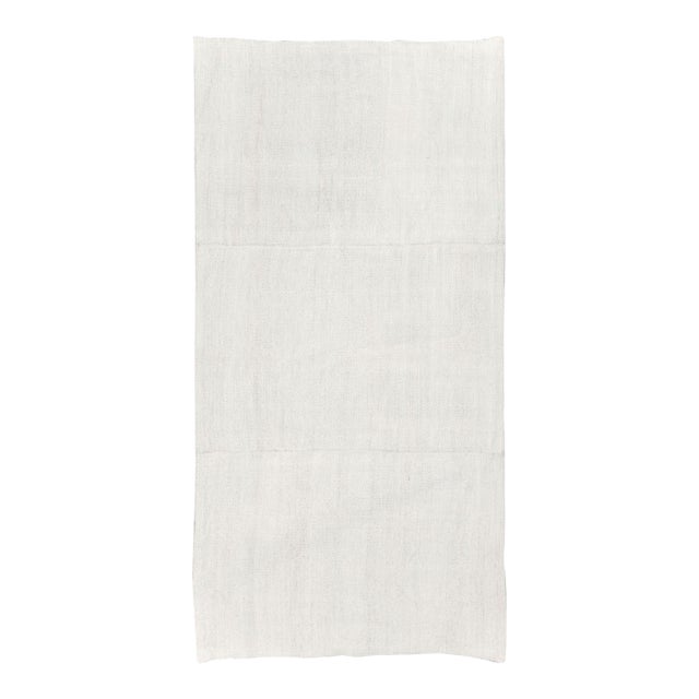 Mid-20th Century Handmade Turkish Hemp Flatweave Kilim Throw Rug in White For Sale