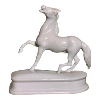 1960s Herend White Porcelain Horse Figurine Sculpture For Sale