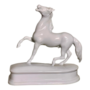 1960s Herend White Porcelain Horse Figurine Sculpture