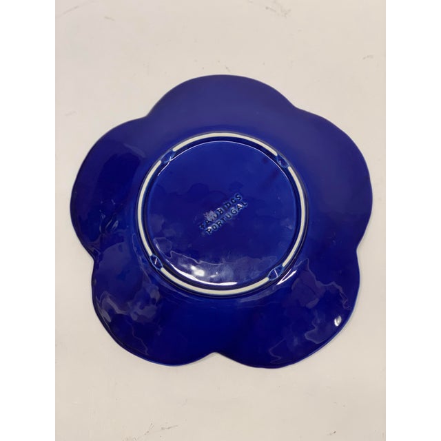 Portuguese Dark Blue Handmade Ceramic Lettuce Plates Chairish