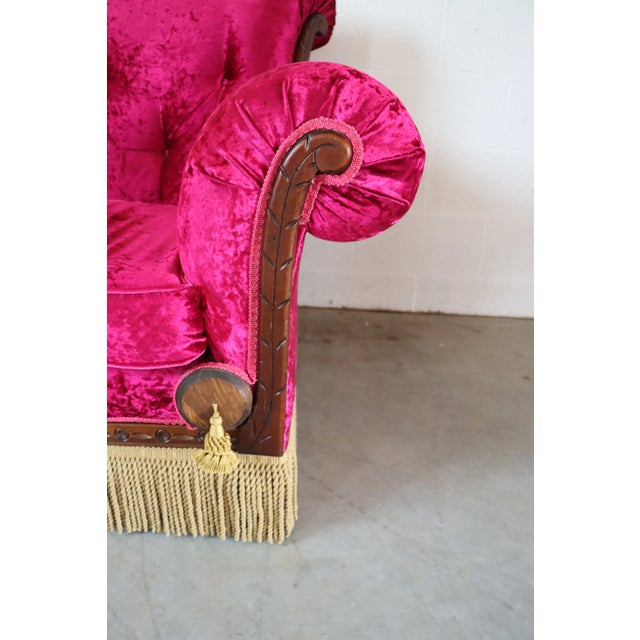Hollywood Regency Hollywood Regency Fuchsia & Tassel Sofa For Sale - Image 3 of 11