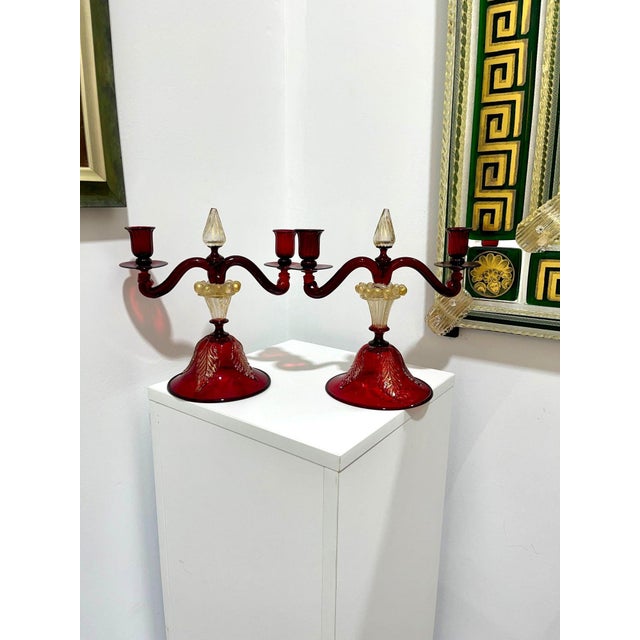 Vintage Murano Glass Candelabras For Sale - Image 12 of 12