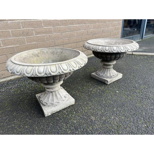 English Cast Stone Garden Urns, Set of 2 For Sale - Image 3 of 18