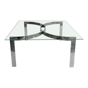 Milo Baughman Style Vintage Chrome Flat Bar Coffee Table Base