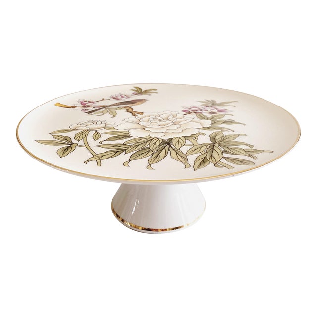 Vintage Shafford Chinese Garden Pattern Cake Stand | Chairish