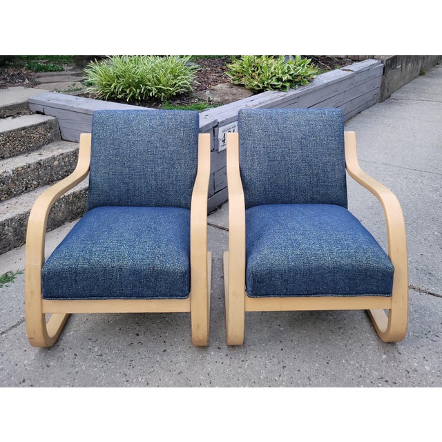 Blue 1987 Model 402 Lounge Chairs by Alvar Aalto for Artek For Sale - Image 8 of 17