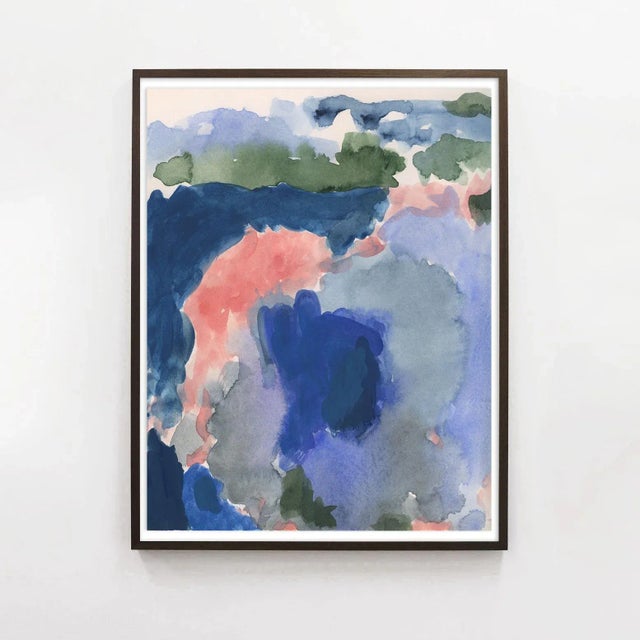 Contemporary Abstract Blue and Pink Print For Sale - Image 4 of 4