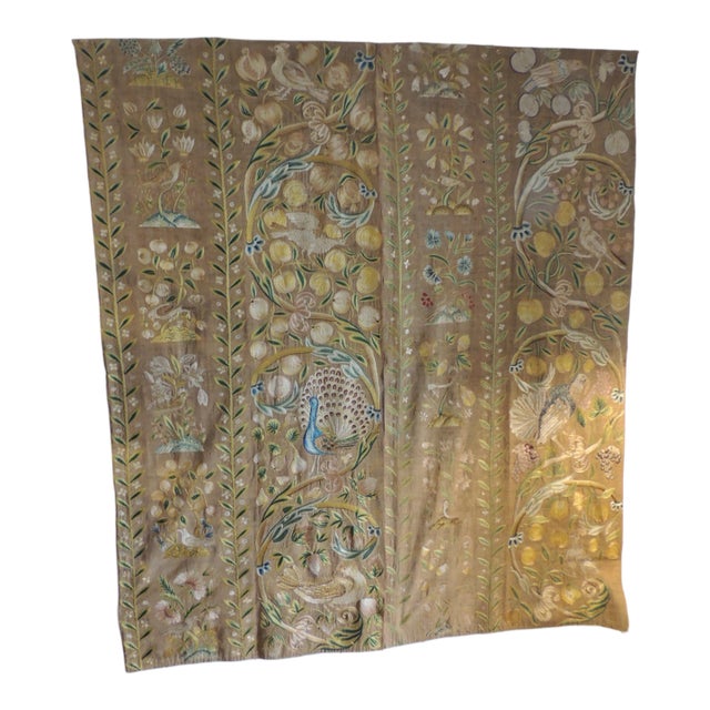 Large 18th Century Antique Venetian Embroidered Textile Panels - Set of 2 For Sale