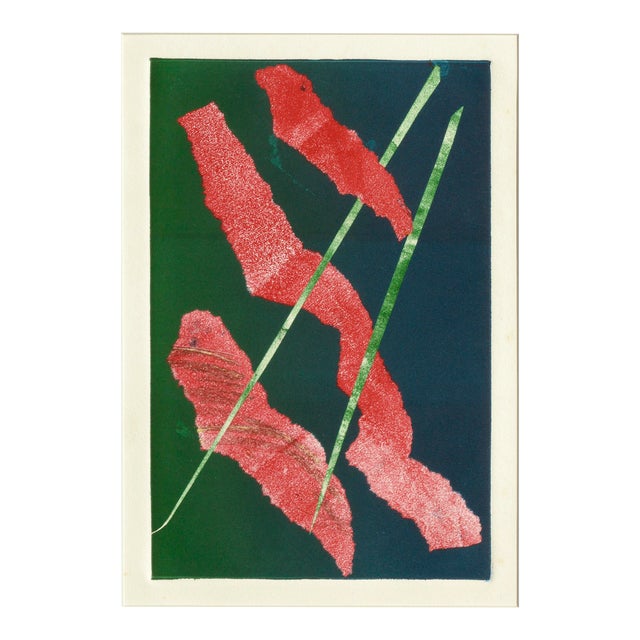 Red and Green Modern Abstract Lithograph by Patricia A. Pearce For Sale