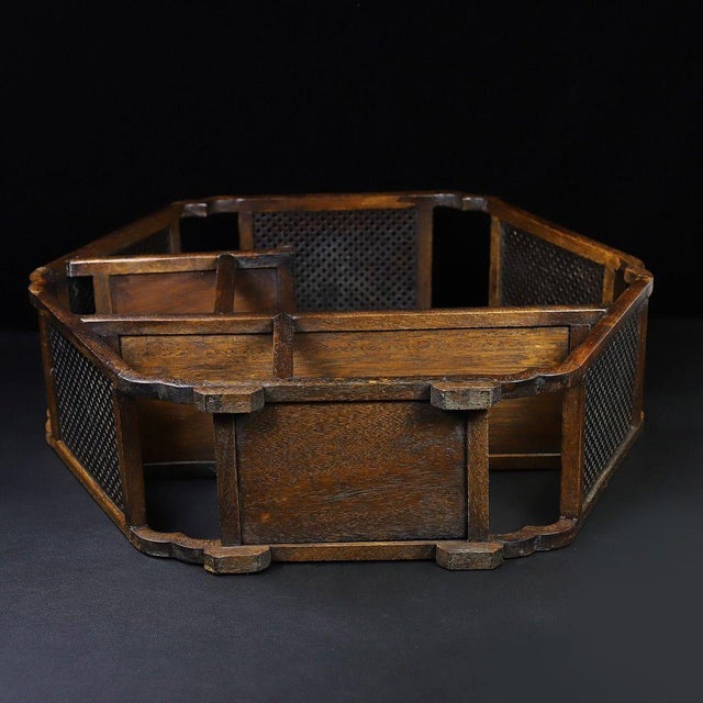 Vintage Chinese Huali Rosewood Reticulated Hexagonal "Curio" Display Stand (Bogujia) For Sale In Los Angeles - Image 6 of 8