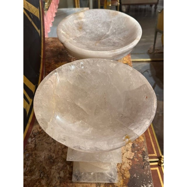 Pair of Rock Crystal Tazzas From Brazil For Sale - Image 4 of 6