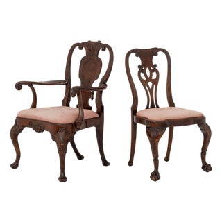 Mid 20th Century Queen Anne Style Mahogany Chairs, Associated Pair For Sale