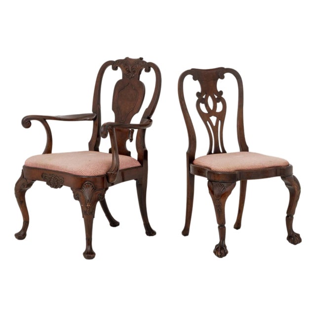 Mid Queen Anne Style Mahogany Chairs, Associated Pair For Sale