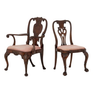 Queen Anne Style Mahogany Chairs, Associated Pair For Sale