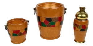 Barware & Icebucket Shaker by Aldo Tura for Macabo, Italy, 1950s, Set of 3