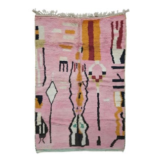 Pink Handwoven Berber Wool Rug - 9.5 X 6.5 Ft For Sale