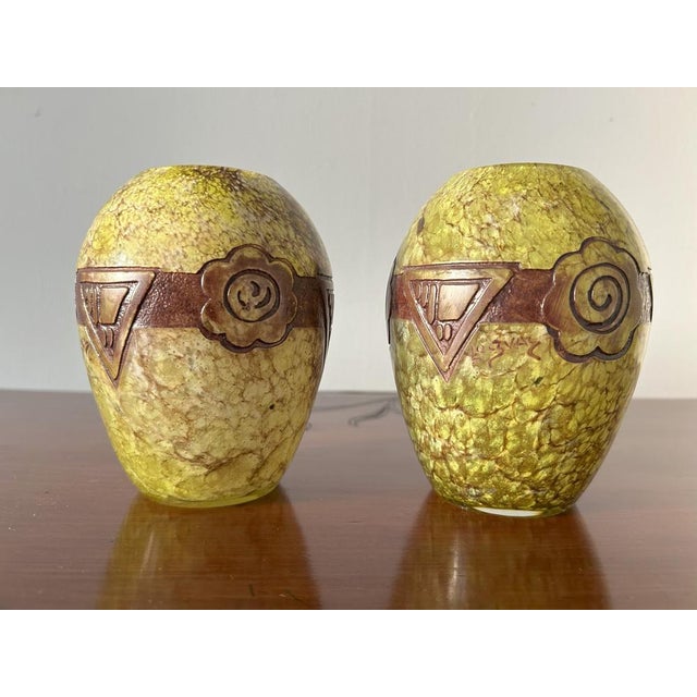 1920s Art Deco Glass Vases by Legras, 1920s, Set of 2 For Sale - Image 5 of 15