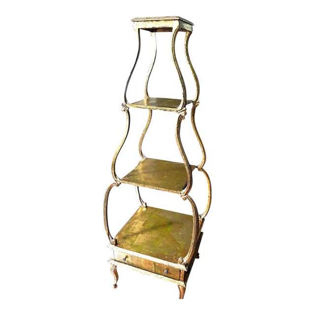 1960s Florentine Gold Wood Etagere Midcentury For Sale