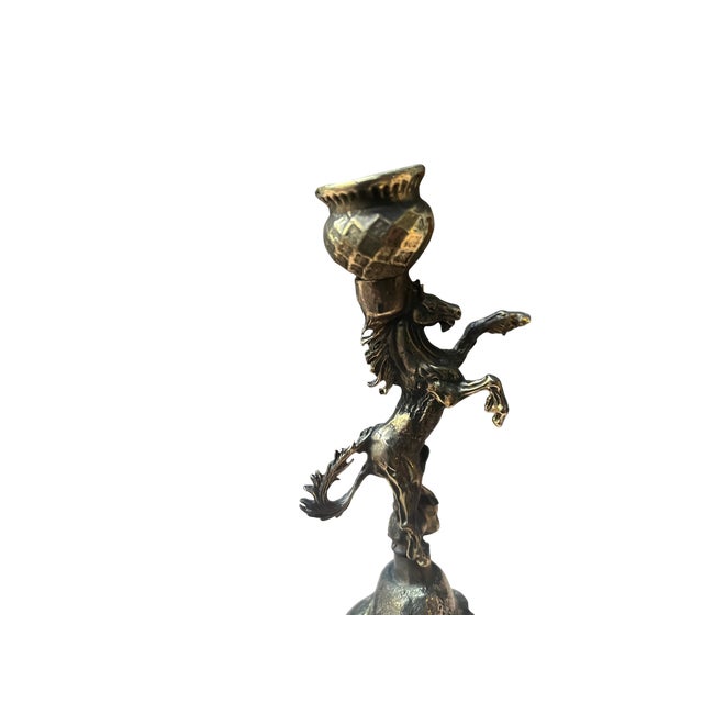 Brass Horse Candleholders, Set of 2 For Sale - Image 3 of 13