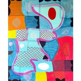 Max Manning “Untitled (CVS276)” Contemporary Blue, Pink & Yellow Geometric Abstract Painting, 2024 For Sale