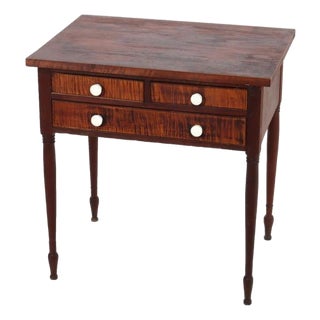 Antique Cherry & Tiger Maple 3-Drawer Small Server C1830 For Sale