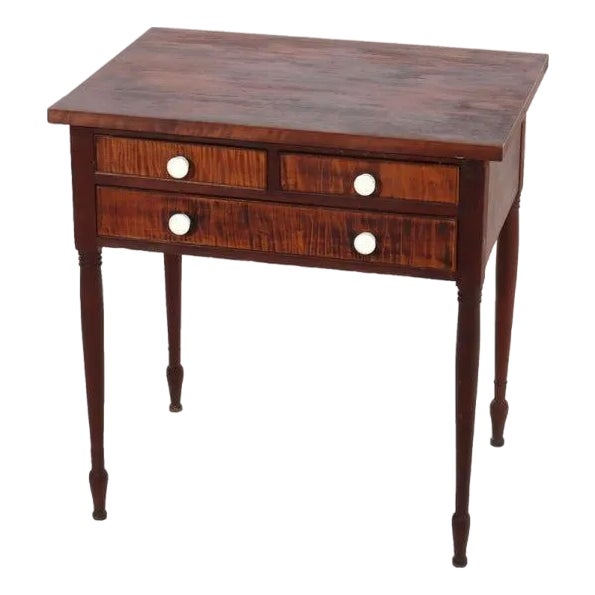 Antique Cherry & Tiger Maple 3-Drawer Small Server C1830 For Sale