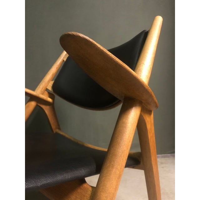 Wood CH28 Sawbuck Lounge Chair by Hans Wegner for Carl Hansen & Søn, 1950s For Sale - Image 7 of 14