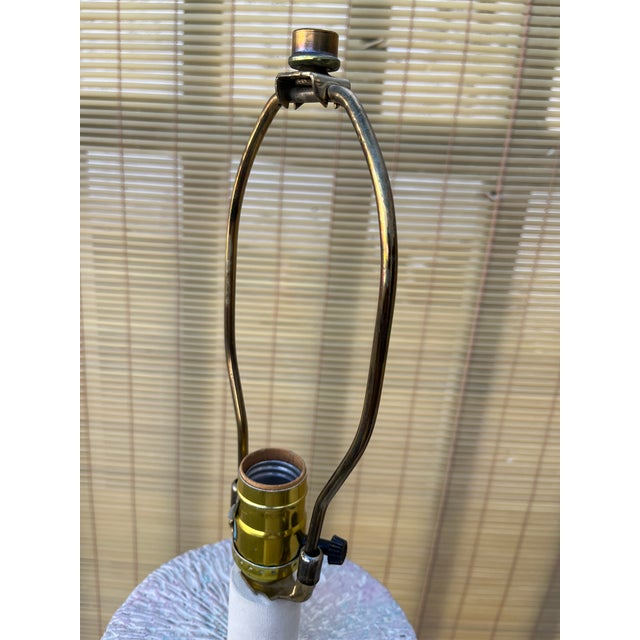 Large Postmodern Feathered Pattern Plaster Table Lamp. Circa 1980s For Sale - Image 10 of 12