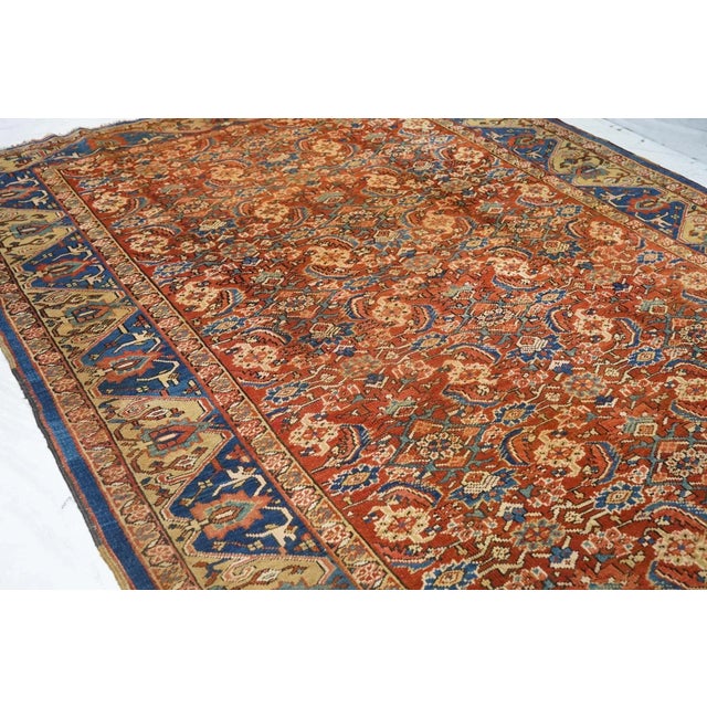 Antique Heriz Rug 7'7'' x 11'8'' For Sale - Image 9 of 11