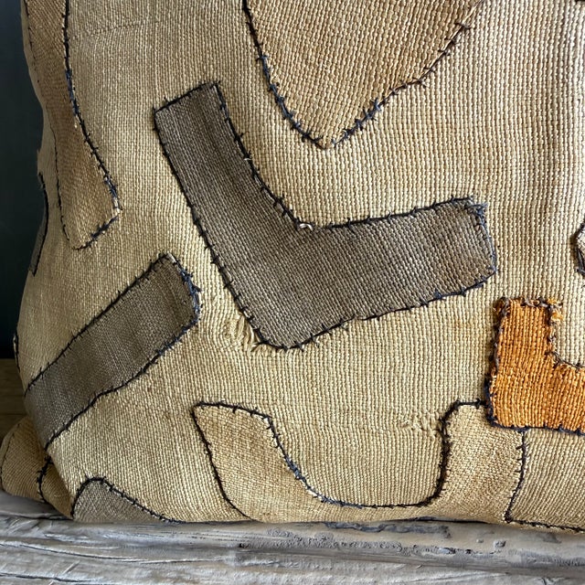 Vintage African Mali Cloth Textile Pillow With Down Insert For Sale - Image 4 of 6