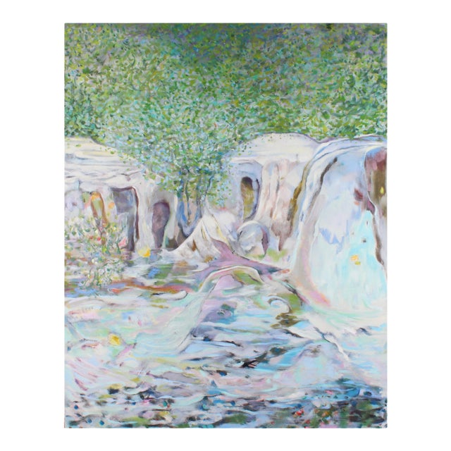 Ronald D Newman Signed Oil On Canvas White Caves Abstract