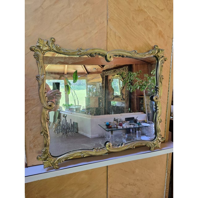 Glass Mid Century Modern Hollywood Regency Mirror For Sale - Image 7 of 9
