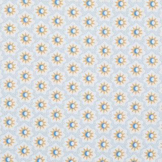 SAMPLE - Schumacher Lucie Fabric In Yellow & Sky For Sale