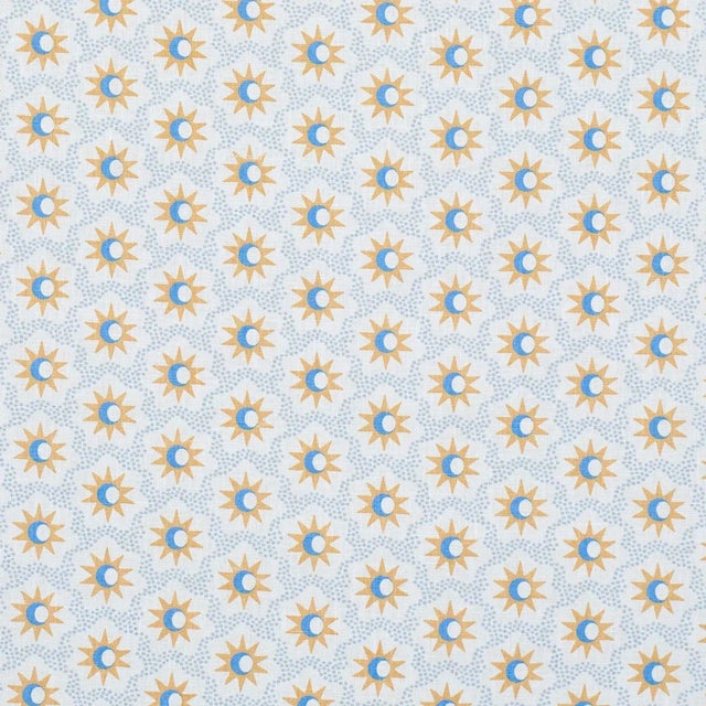 SAMPLE - Schumacher Lucie Fabric In Yellow & Sky For Sale