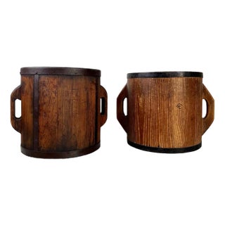 Antique Meiji Handmade Rice Measure Buckets, Japan, Set of 2 For Sale