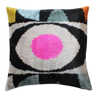 Contemporary Handmade Velvet Ikat Pillow For Sale