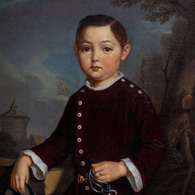Georg Wilhelm Wanderer, Portrait of a Boy, 1836, Oil on Canvas For Sale - Image 6 of 10